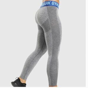 Gymshark Low Rise Leggings Gray Marl Indigo Waistband Size Small